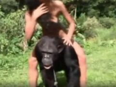 Strong monkey fucking skinny naughty girl