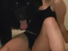 Crazy and wild sex between blonde and dog