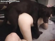 Milf bigass in a mask does anal with a dog